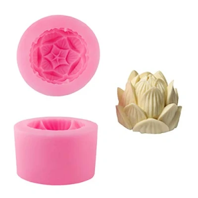 Afbeelding van WANDIC 1 Stuk 3D Lotus Candle Siliconen Mould Tol Bloem Vorm Kaarsvorm Zeep Mal Polymeer Klei Gieten Maken Kaarsen Handgemaakte Project