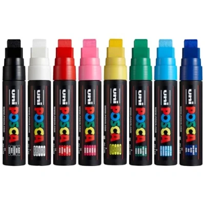 Afbeelding van Posca PC 17K permanente marker op waterbasis, 15 mm, beitelpunt, 8 stuks