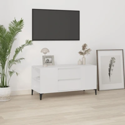 Afbeelding van Tv meubel 102x44,5x50 cm bewerkt hout wit