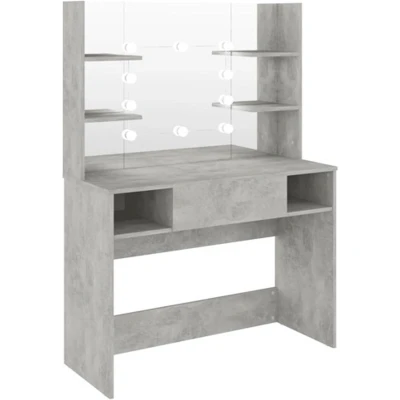 Afbeelding van Kaptafel Met Led Verlichting 100X40X135 Cm Mdf Eikenkleurig Betongrijs