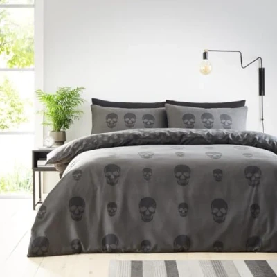 Afbeelding van GC GAVENO CAVAILIA Beddengoedset voor eenpersoonsbed (150 x 200 cm), omkeerbaar beddengoed van polykatoen, wasbaar linnen, antraciet