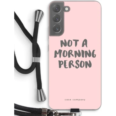 Afbeelding van Case Company® hoesje met Koord geschikt voor Samsung Galaxy S22 Plus Morning person Telefoonhoesje Zwart Bescherming aan alle Kanten en Over de Schermrand