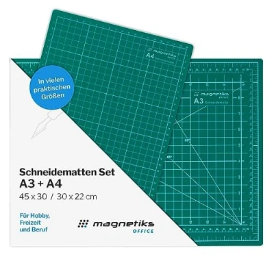 Afbeelding van Magnetiks snijmat dubbele multifunctionele DIN A3 en A4, dubbelzijdige zelfherstellende snijmat, groen