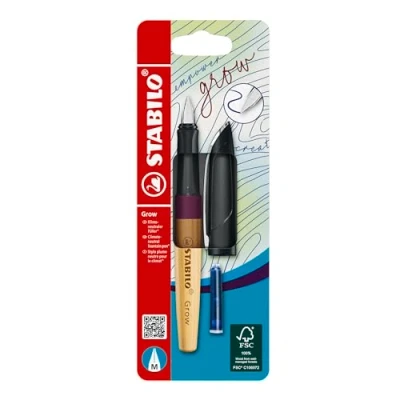 Image de Blister carton 1 stylo plume Stabilo Grow Violet Prune et Bois de cerisier