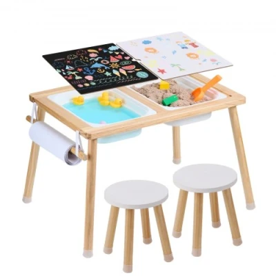 Image de VEVOR Ensemble Table Sensorielle et Chaise pour Enfants d’Activité 2 Bacs
