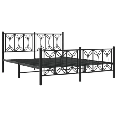 Afbeelding van Bedframe met hoofd en voeteneinde metaal zwart 160x200 cm