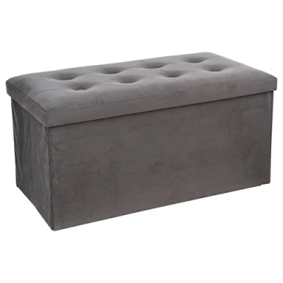 Afbeelding van Lysandre dubbel opvouwbare fluwelen poef Grijs L 75,7 x D 37,5 H 38 cm