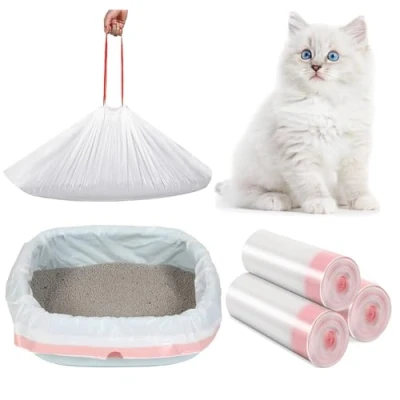 Afbeelding van 30 XXL kattenbakzakken, kattenbakzakken met koorden, hygiënische zakken voor kattenbakvulling, kattenbak, XXL, 1150 x 450 mm