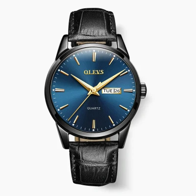 Afbeelding van Olevs Herenhorloge Zwart en Blauw