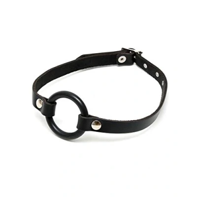 Afbeelding van Rimba Bondage Play Ring gag van leer zwart