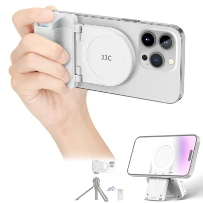 Afbeelding van JJC Magsafe Magnetische telefoongreep met Bluetooth afstandsbediening voor iPhone en Android, telefoonhouder statiefadapter mobiele telefoon, wit