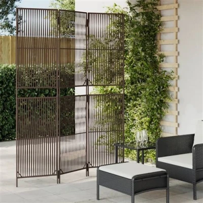 Afbeelding van Kamerscherm 3 panelen poly rattan bruin