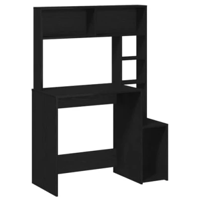 Afbeelding van vidaXL Bureau met schappen 100x45x140 cm bewerkt hout zwart