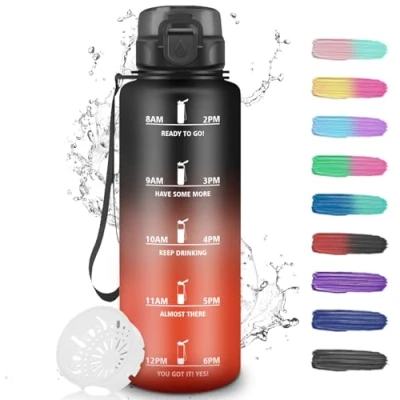 Afbeelding van Bouteille d&#039;eau 1,5 l Gourde de Sport sans perte filtrante pour adultes Facile à transporter avec slogan motivation Gym Cyclisme Yoga Outdoor