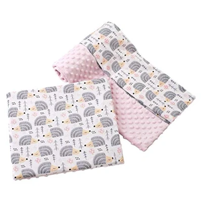 Image de Couverture bébé avec Oreiller 100% Coton Minky pour Enfants Bilatéral 75x100 + 35x30cm Ensemble Multifonctionnel Un lit Medi Partners