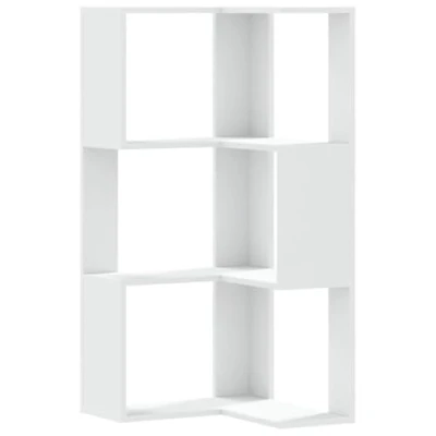 Image de vidaXL Bibliothèque d&#039;angle à 3 niveaux blanc bois d&#039;ingénierie852591