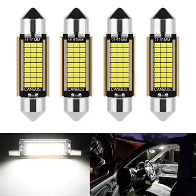 Afbeelding van 4 stuks C5W LED Festoon lampen 41 mm 42 Canbus 12 V 6000 K wit super glanzend voor auto binnenverlichting en kentekenplaatverlichting foutloos geen polariteit