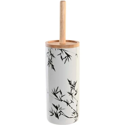 Afbeelding van Toiletborstel DKD Home Decor 10 x 38,5 cm Zwart Metaal Wit Keramiek