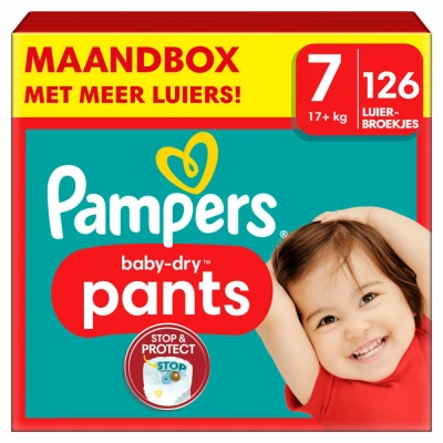 Afbeelding van Pampers Baby Dry Pants Maat 7 Maandbox 126 stuks 17+ KG