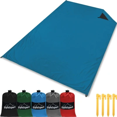 Afbeelding van Ultralicht picknickkleed van summit sport, in set met tas en haringen, XXL, licht klein, 200 x 140 cm groot, klein pakformaat, ideaal voor strand, irriteren, de camping picknicks., blauw, 200x140cm