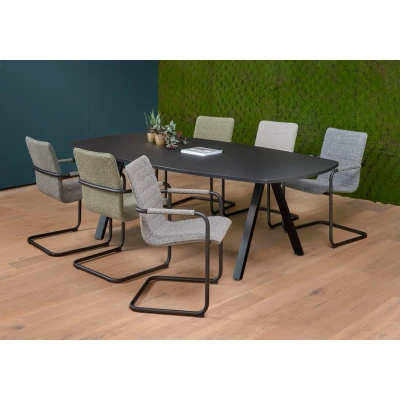 Afbeelding van Vergadertafel Victory Deens Ovaal 240x120cm frame Zwart (RAL9005) blad Mat (anti fingerprint)