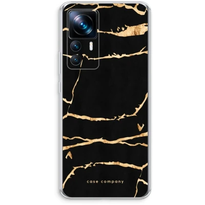 Afbeelding van Case Company® hoesje geschikt voor Xiaomi 12T Pro Gouden marmer Soft Cover Telefoonhoesje Bescherming aan alle Kanten en Schermrand