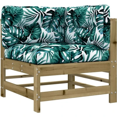 Afbeelding van Houten Loungeset Met Kussens Massief (Grenenhout of Douglas hout) 1 / Bruin Hoekbank