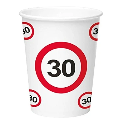 Afbeelding van Beker Verkeersbord 30 jaar 8 stuks
