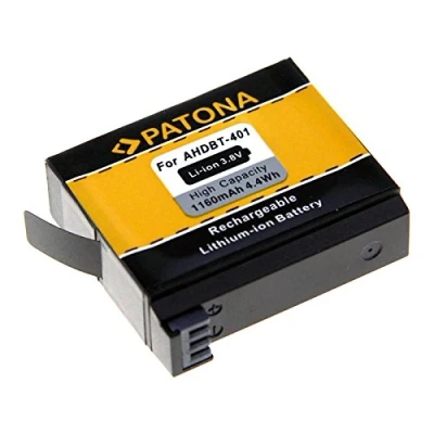 Afbeelding van PATONA Premium Battery f. GoPro Hero 4 AHDBT 401 Black Silver Music Surf