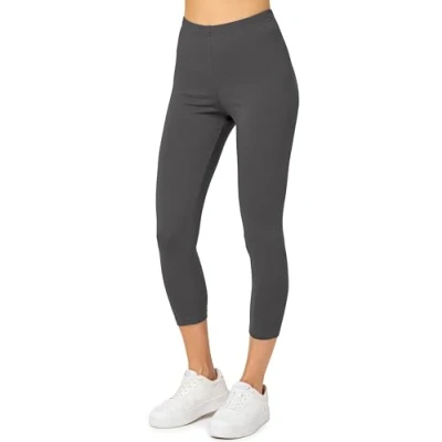 Afbeelding van Merry Style MS MS10 199 LE Dames Capri Leggings Sport Vrijetijdsbroek 3/4 Lengte Katoen Sporbroek Yogabroek Grafiet S