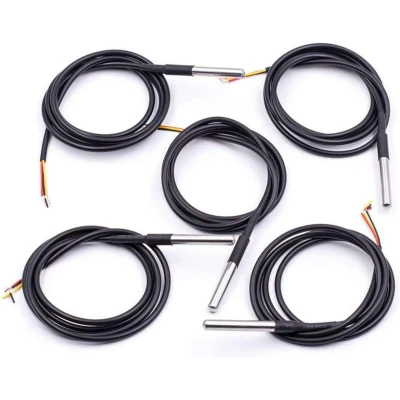 Afbeelding van AZDelivery 5 x 1M Kabel DS18B20 Digitale Roestvrij Staal Temperatuursensor, Waterdicht compatibel met Arduino en Raspberry Pi Inclusief E Book!