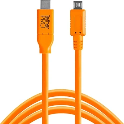 Image de TETHER TOOLS câble usbc vers micro usb b 2.0 5 pins tetherpro cuc2515 orange 4.60m