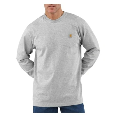 Afbeelding van Carhartt K126 Heavyweight LS Pocket Heather Grey T Shirt Heren