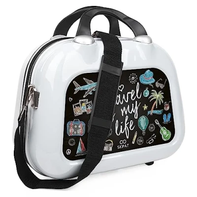 Afbeelding van SKPAT Koffer van handbagagekoffer 55 x 35 25 cm Cabin Luggage, Carry On Suitcase, Suitcase. Combinatie Hangslot 131450, Wit Reizen (Neceser 133645)