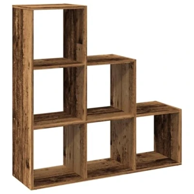 Afbeelding van Kamerscherm / boekenkast 3 laags 99x29x99 cm hout oud houtkleur