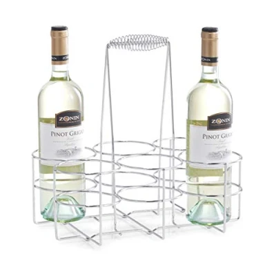 Afbeelding van Zilver wijnflessen rek/wijnrek tafelmodel voor 6 flessen 31 cm Zeller Keukenbenodigdheden Woonaccessoires/decoratie Wijnflesrekken/wijnflessenrekken/wijnrekken Rek/houder