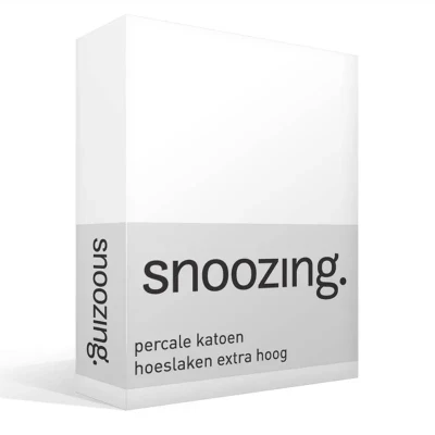 Afbeelding van Snoozing Hoeslaken Extra hoog Tweepersoons 120x200 cm Percale katoen Wit