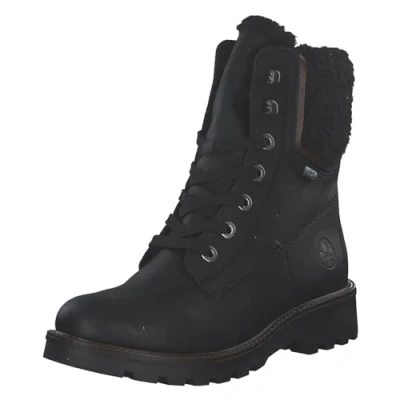 Afbeelding van Rieker 73230 veterlaarzen voor dames, zwart.