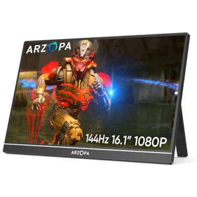Afbeelding van ARZOPA Z1FC Draagbare monitor, 16,1 inch 144 Hz 1920 x 1080 FHD, IPS monitor met monopod ondersteuning HDMI/Type C/USB C, Eye Care Gaming draagbaar scherm
