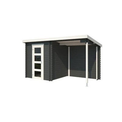 Afbeelding van Blokhut Jelle 390x195 cm Carbon Grey wit Gecoat