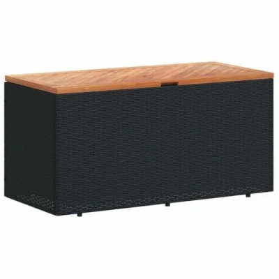 Afbeelding van Tuinbox 110x50x54 cm poly rattan en acaciahout zwart