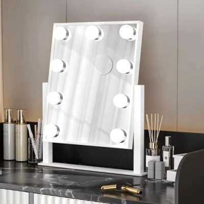 Afbeelding van Bayt Hollywood Spiegel met verlichting Make up Dimbaar 10x vergroting 36 x 30 cm Wit