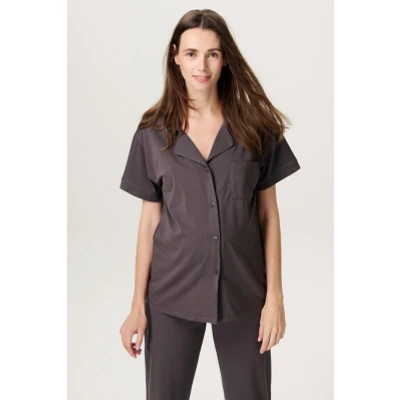 Afbeelding van Noppies Zwangerschaps Pyjamatop met voedingsfunctie Neero Forged Iron XL 95% Organisch katoen / 5% Elastomeer Zwangerschapsondergoed