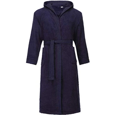 Afbeelding van Ladeheid Heren Badjas met Capuchon 100% Katoen Wasmachine bestendig Badstof Donkerblauw S LA LA40 192 DG