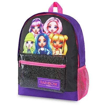 Afbeelding van Rainbow High Rugzak voor meisjes, schooltas, basisschool, 39 cm, cadeau idee terug naar school, officiële accessoires, één maat, paars, Meerkleurig
