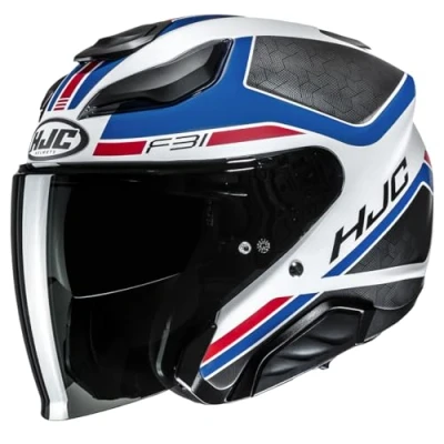 Afbeelding van HJC F31 Ceron Wit Rood Blauw Jethelm Maat XL Helm