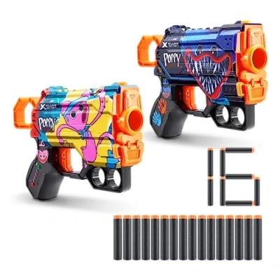 Afbeelding van Pisolet Menace XSHOT Skins decoratie Poppy Playtime (16 darts, 2 pisolet) van ZURU