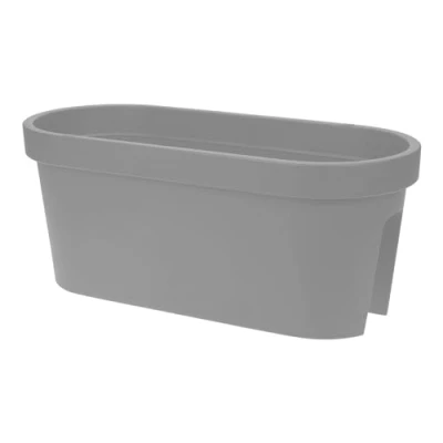 Afbeelding van Ovale plantenbak voor balkon, 60 cm, grijs, kunststof, om op te hangen, tuinbloempot hangen