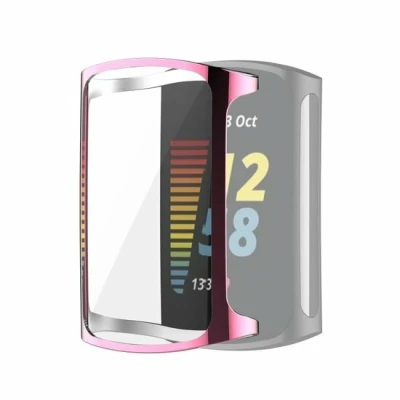 Afbeelding van Fitbit Charge 5 &amp; 6 siliconen case (volledig beschermd) Roze