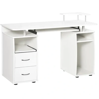 Afbeelding van HOMCOM Multimedia computerbureau, meerdere vakken, 120 x 55 85 cm, wit